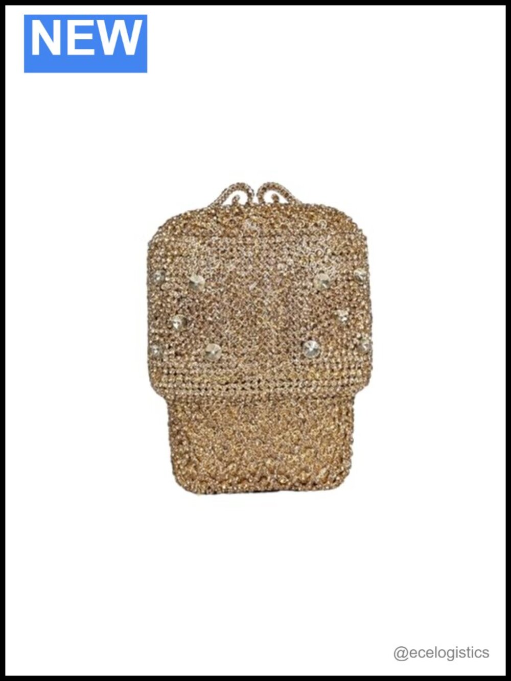 Rhinestone Crystal Clutch Evening Bag Heart Shape Prom Party Purse Champagne